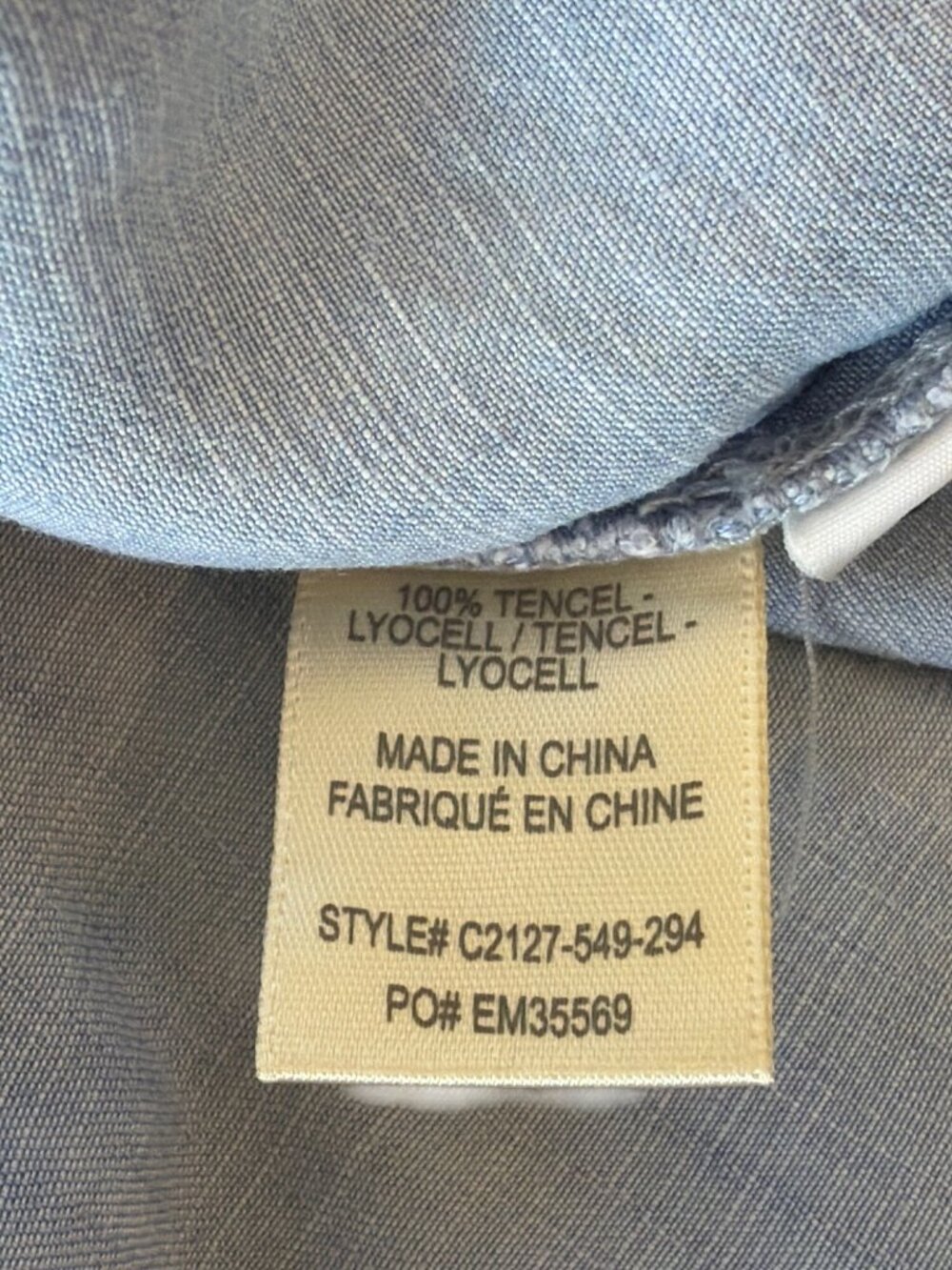 Cloth and Stone Anthropologie Denim Chambray Popover Blouse Shirt V Neck Small - Picture 7 of 7